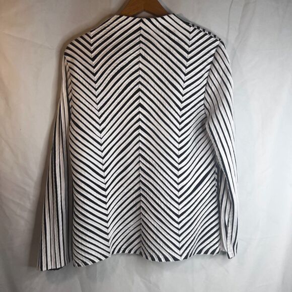 T&W Designs Chevron Mesh Peek-a-boo Striped Edgy Zip Up Jacket Size Large - Picture 2 of 10